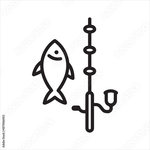 Fishing rod or hook silhouette, fishing rod icon, vector illustration 
