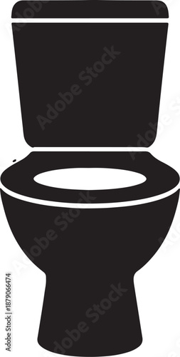 Black Toilet with White Seat and Lid in a Minimalist Style also transparent background