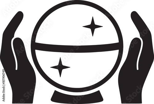 Two hands holding a circular with stars and horizontal lines inside also transparent background