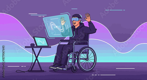 Immersive virtual experience for a user in wheelchair enhancing future possibilities