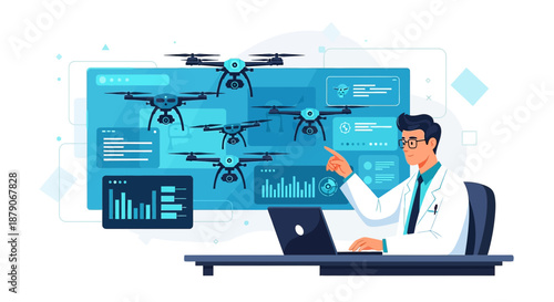 Innovative drone technology being managed by a scientist for data analysis and research tasks