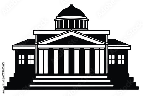 courthouse building line art silhouette vector illustration