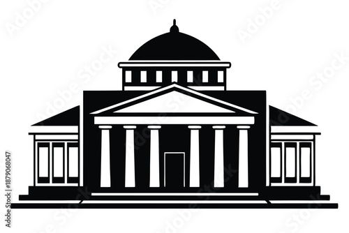 courthouse building line art silhouette vector illustration