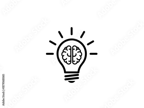 Light bulb with a brain inside for ideas and innovation