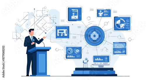 Medical technology presentation showcasing advanced healthcare solutions and digital innovation