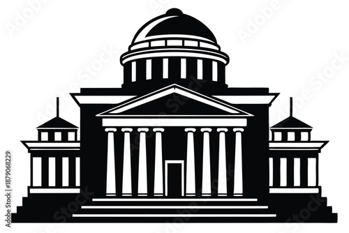 courthouse building line art silhouette vector illustration