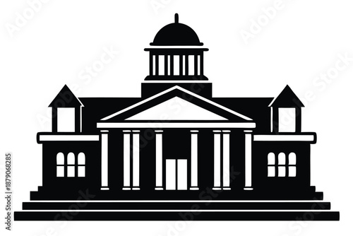 courthouse building line art silhouette vector illustration