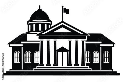 courthouse building line art silhouette vector illustration