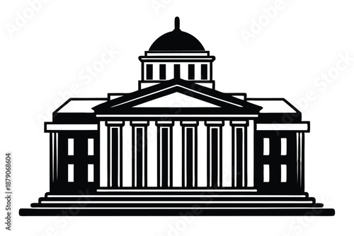 courthouse building line art silhouette vector illustration
