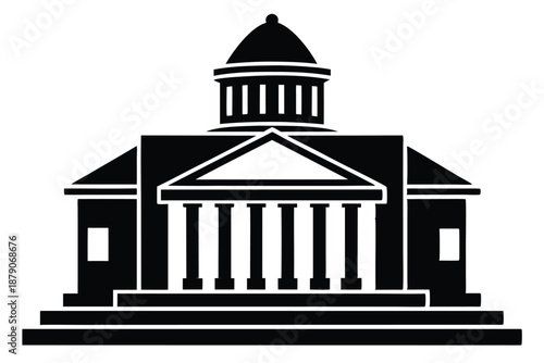 courthouse building line art silhouette vector illustration