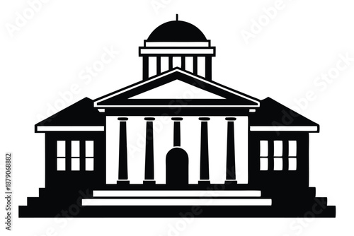 courthouse building line art silhouette vector illustration