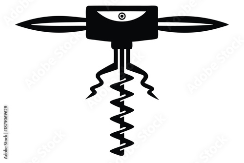 corkscrew line art silhouette vector illustration