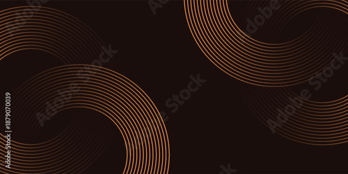 3D brown lines techno abstract background overlap layer on dark space with circles shapes effect decoration. Modern graphic design element stripes style concept for web banner, card, or brochure cover