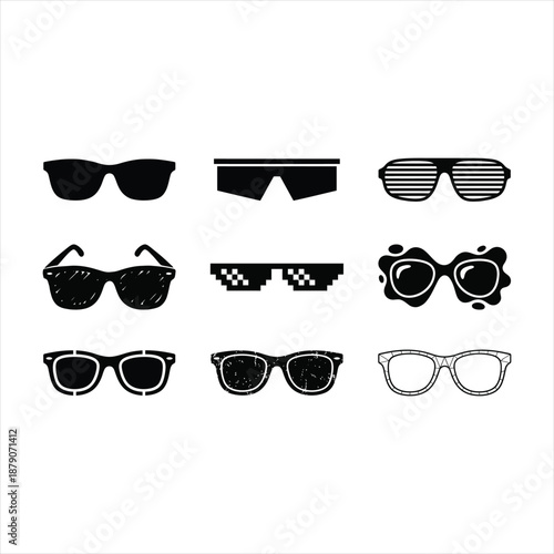 Sunglass or sunglasses icon silhouette vector black on a white background