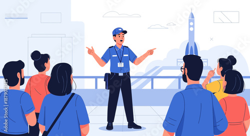 Exploring the Cosmos: A Group Tour at the Space Center with Rocket Launch Displayed