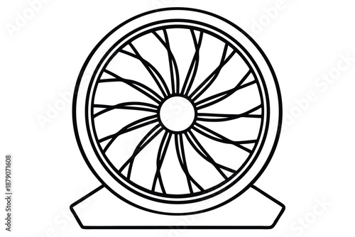cooling fan line art silhouette vector illustration