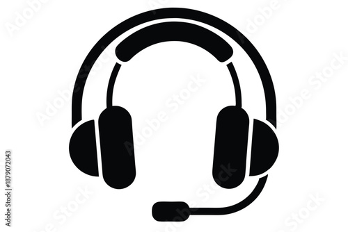 conference call headset line art silhouette vector illustration