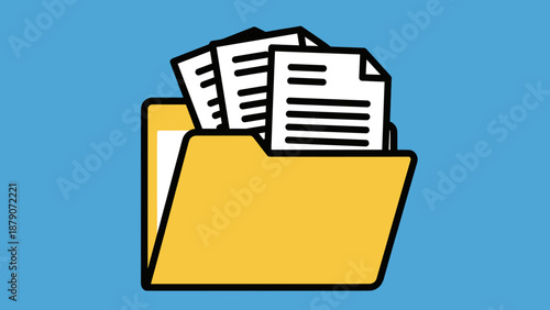 Yellow Document Folder with Multiple Files Icon