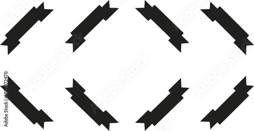 A set of black arrows pointing in different directions on a white background