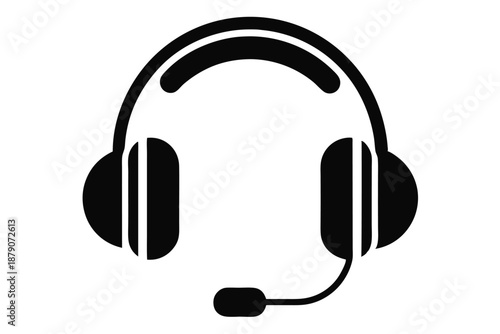 conference call headset line art silhouette vector illustration