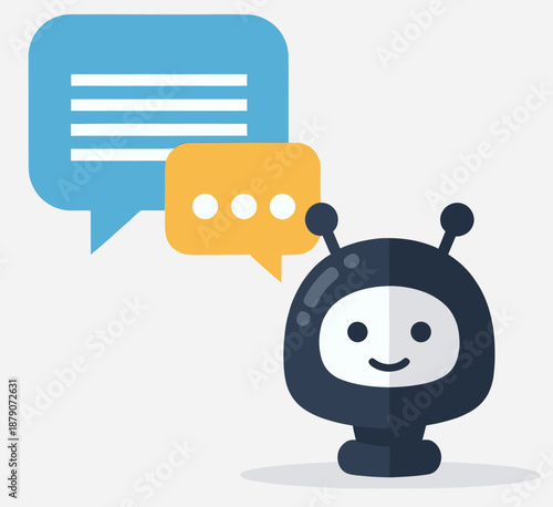 AI Chatbot Assistant Communicating with Speech Bubbles for Customer Support