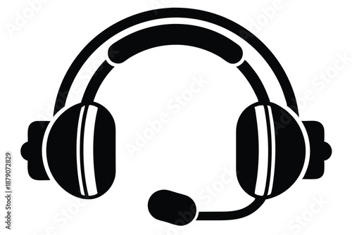 conference call headset line art silhouette vector illustration