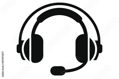conference call headset line art silhouette vector illustration
