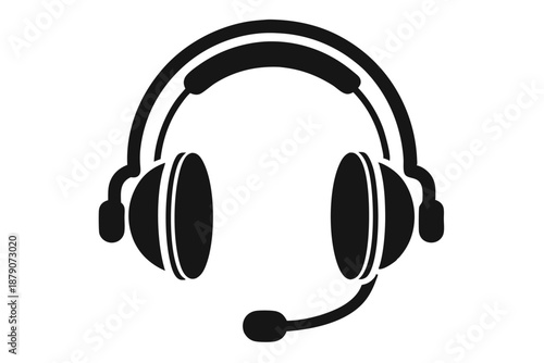 conference call headset line art silhouette vector illustration