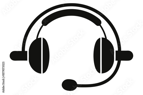 conference call headset line art silhouette vector illustration