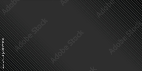 Black oblique straight line background. Masculine dark linear abstract wallpaper. Elegant luxury striped gradient texture. Grey diagonal lines backdrop for flyer, banner, poster, presentation. Vector
