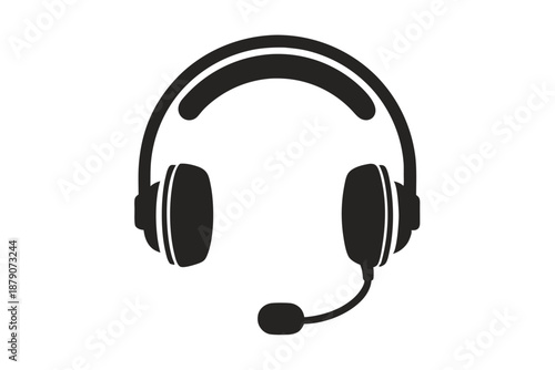 conference call headset line art silhouette vector illustration