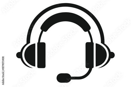 conference call headset line art silhouette vector illustration