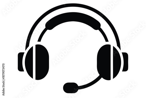 conference call headset line art silhouette vector illustration