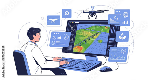 Agricultural drone technology monitoring crop health and optimizing precision farming strategy