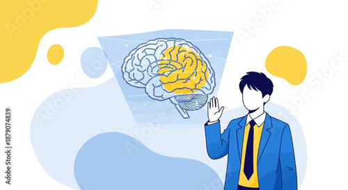 Conceptual illustration showcasing human intellect, neurological study and cognitive performance