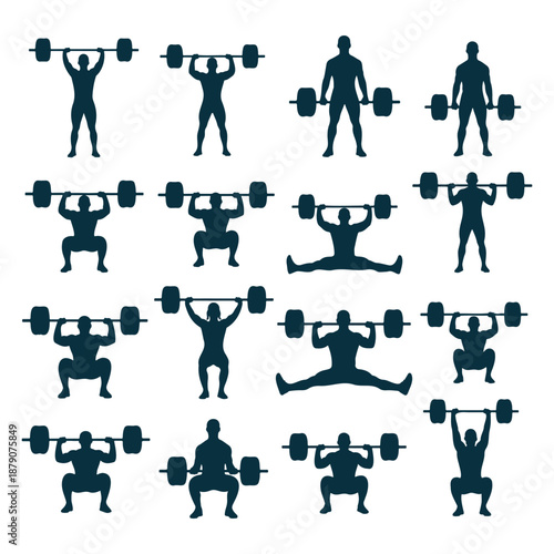 People lifting weights in various poses
