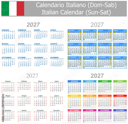 2027 Italian Mix Calendar Mon-Sun on white background