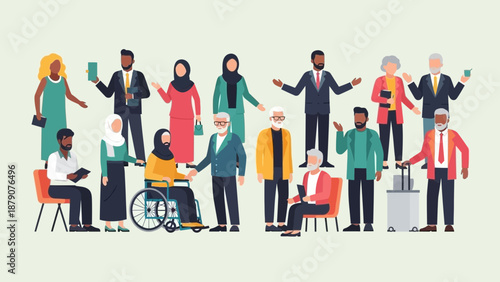 Diverse group of people from different ages and abilities interacting