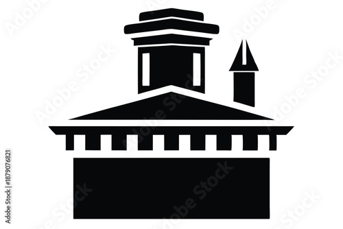 chimney cap line art silhouette vector illustration