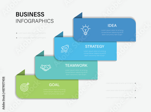 Vector Infographic label design template with 4 options or steps. Used for process diagram, presentations, workflow layout, banner, flow chart, info graph.
