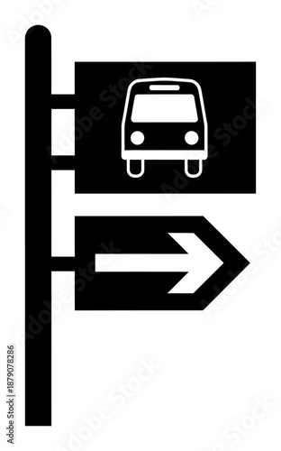 Bus Stop Sign - Minimalist Vector Silhouette