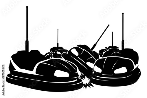 Bumper Cars Silhouette - Minimalist Vector Illustration