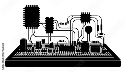 Breadboard Electronics Vector - Minimalist Design