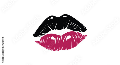 A striking image of vibrant pink and black lips presented in a bold artistic design a captivating visual silhouette high quality