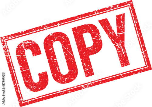 Red Rectangular Rubber Stamp of the Word Copy with a Distressed Texture