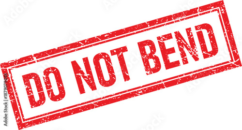 Red Distressed Rectangular Rubber Stamp with DO NOT BEND Text on White