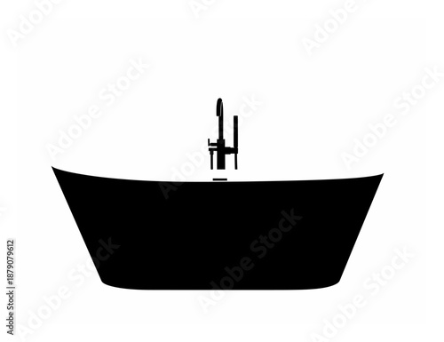 Minimalist Bathtub Silhouette - Vector Illustration