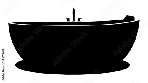 Minimalist Bathtub Silhouette - Vector Illustration
