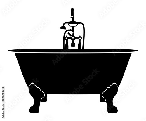 Clawfoot Bathtub Silhouette - Minimalist Vector