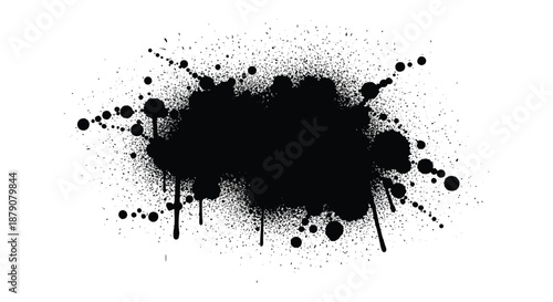 An abstract representation of a dynamic ink splatter featuring a dramatic dark shape and scattered droplets silhouette high quality professional detailed